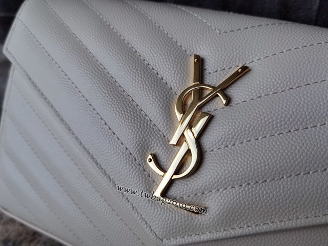 YSL专柜款女包 聖羅蘭經典款MONOGRAM魚子醬原廠皮信封包 YSL肩背斜挎包 377828  jjh1050